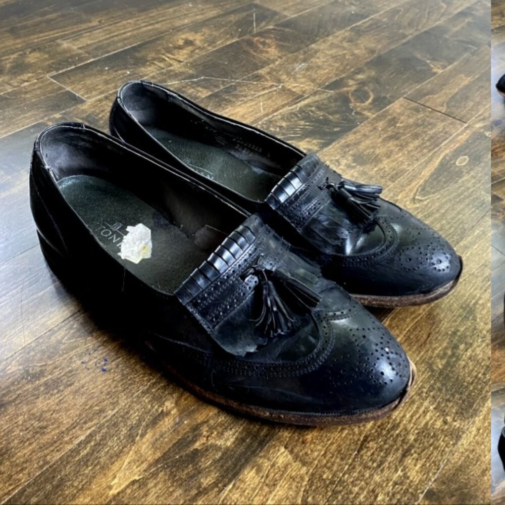 Black Loafer - Brogued Leather